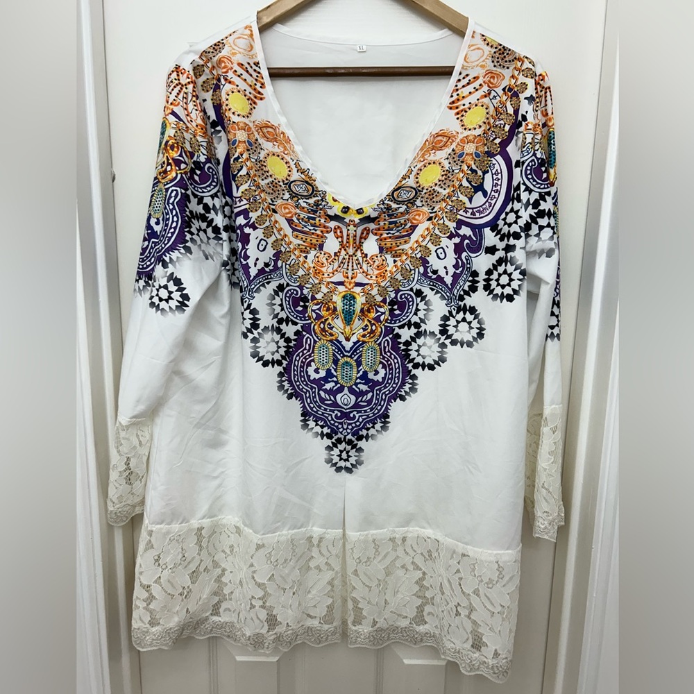 Elegant Multicolor Bohemian Women's Top